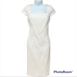 Adrianna Papell Designer Textured Off White Dress